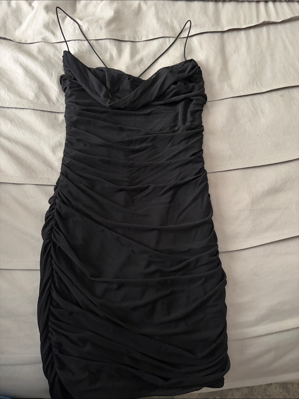 Windsor Black Ruched Slip Mini Dress